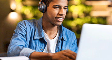 listening to webinar